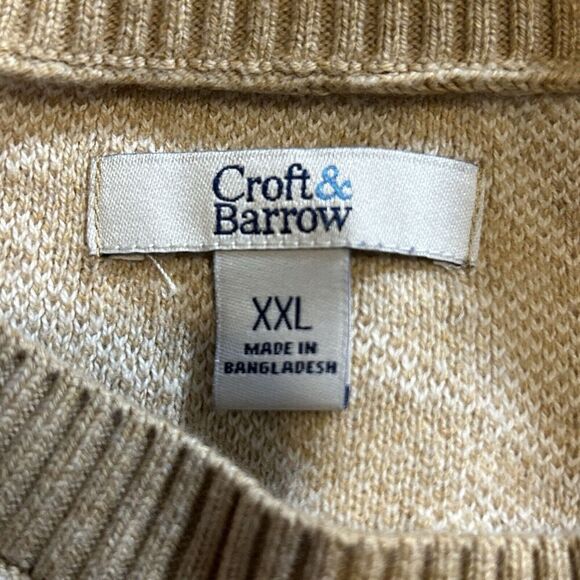 Croft & Barrow Womens XXL Pullover Houndstooth Beige & White - Picture 3 of 6